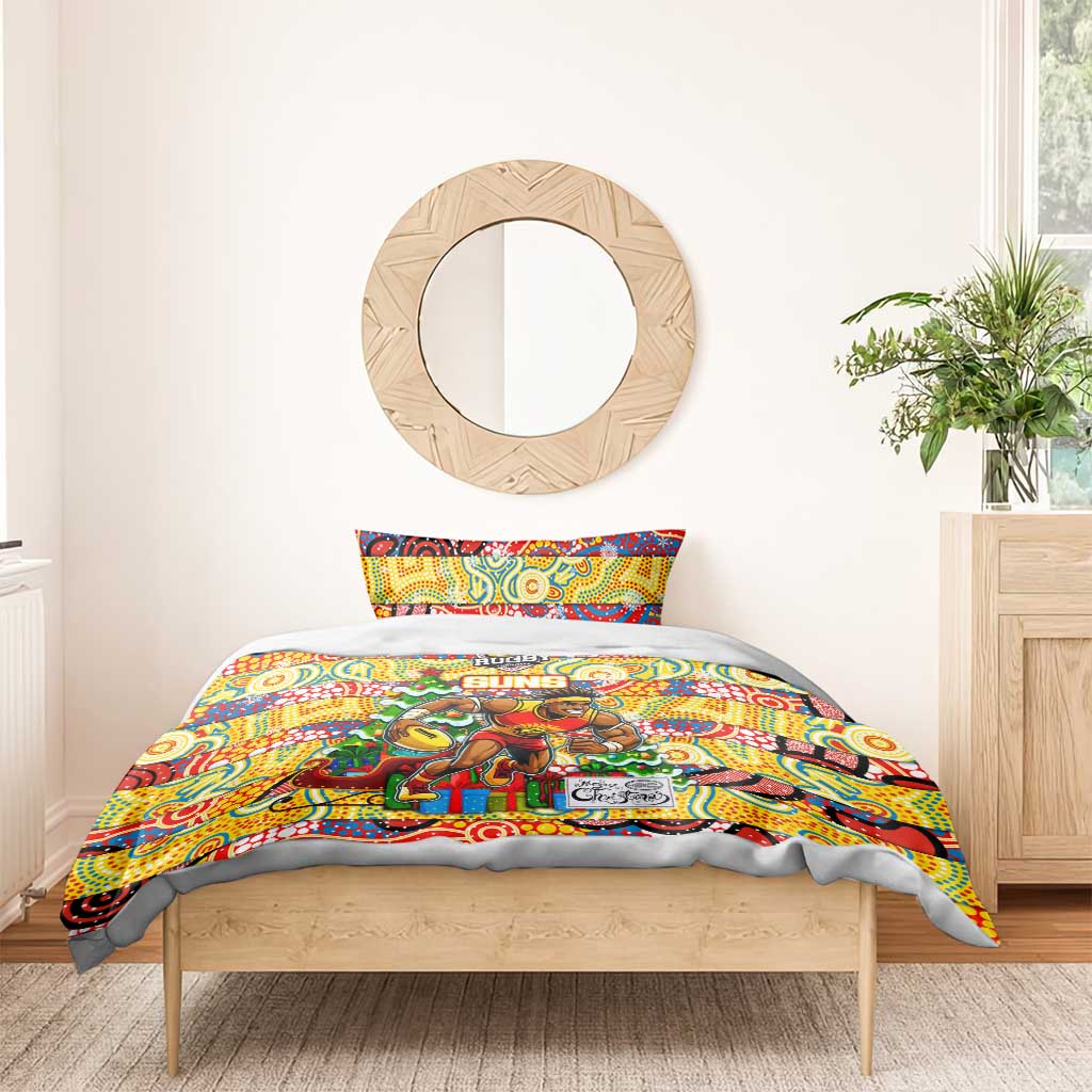 Suns Football Merry Christmas Bedding Set Indigenous Australian Art