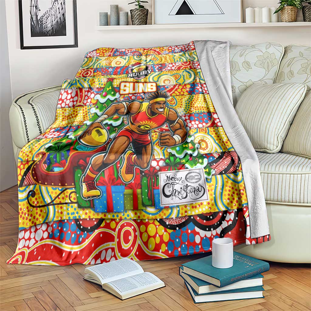 Suns Football Merry Christmas Blanket Indigenous Australian Art