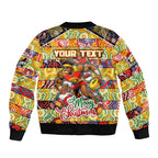Custom Suns Rugby Merry Christmas Bomber Jacket Indigenous Australian Art