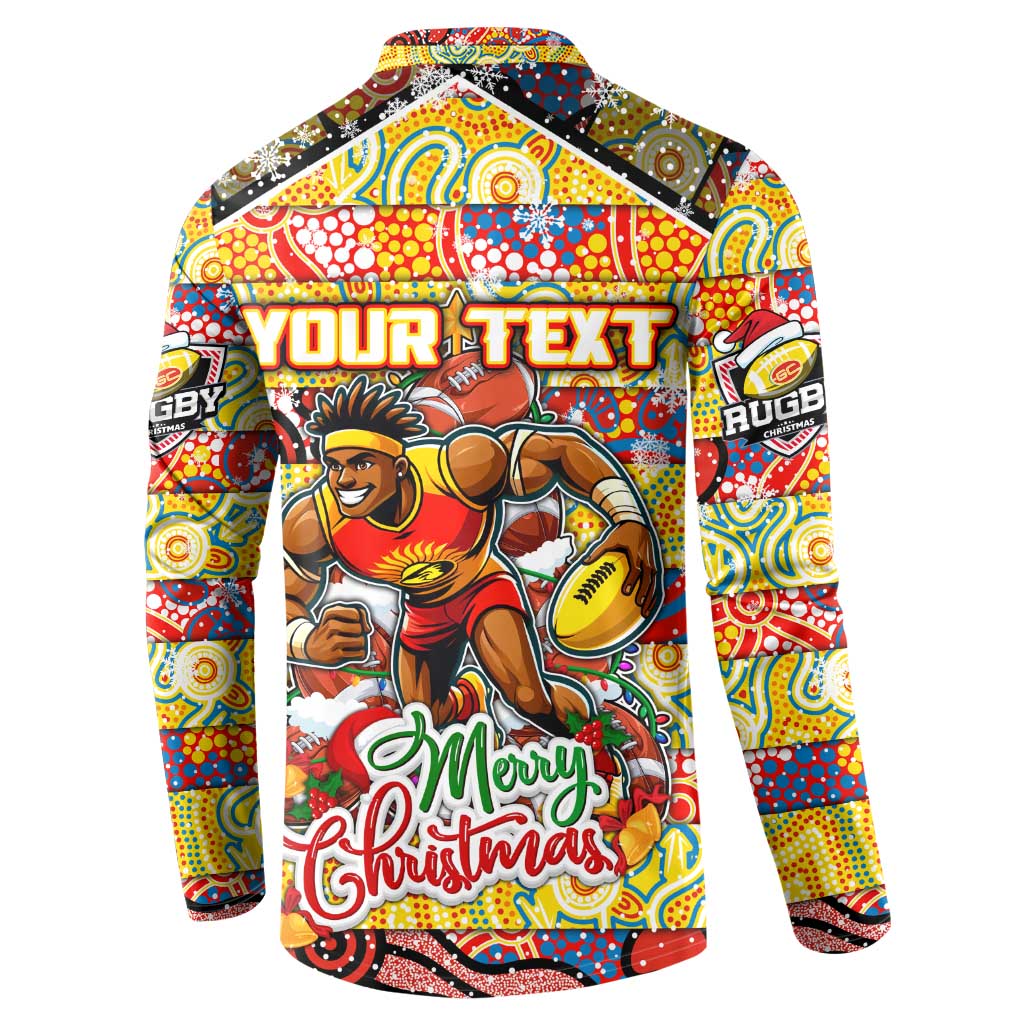 Custom Suns Rugby Merry Christmas Button Sweatshirt Indigenous Australian Art
