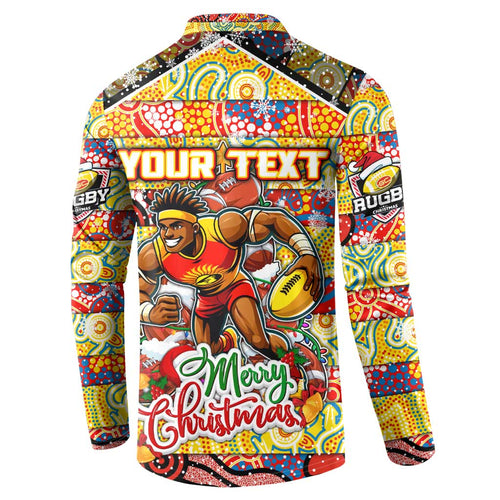 Custom Suns Rugby Merry Christmas Button Sweatshirt Indigenous Australian Art