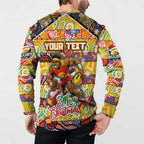 Custom Suns Rugby Merry Christmas Button Sweatshirt Indigenous Australian Art