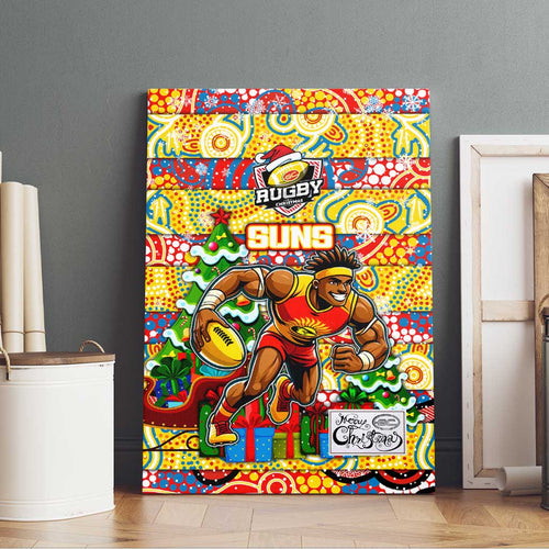 Suns Football Merry Christmas Canvas Wall Art Indigenous Australian Art