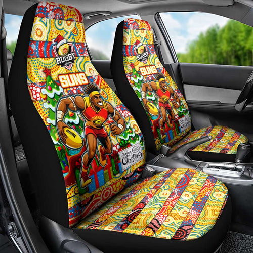 Suns Football Merry Christmas Car Seat Cover Indigenous Australian Art