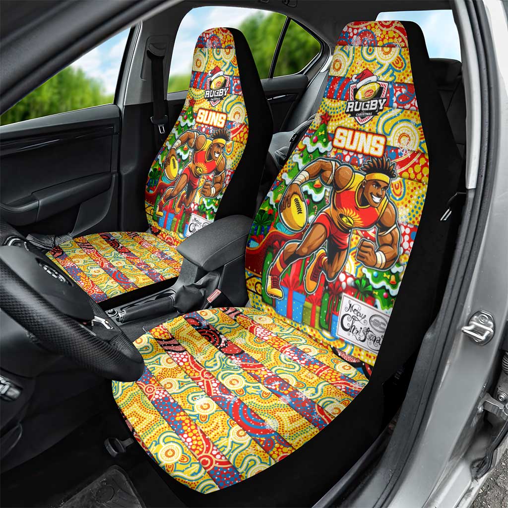 Suns Football Merry Christmas Car Seat Cover Indigenous Australian Art