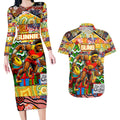 Custom Suns Rugby Merry Christmas Couples Matching Long Sleeve Bodycon Dress and Hawaiian Shirt Indigenous Australian Art