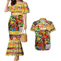 Custom Suns Rugby Merry Christmas Couples Matching Mermaid Dress and Hawaiian Shirt Indigenous Australian Art