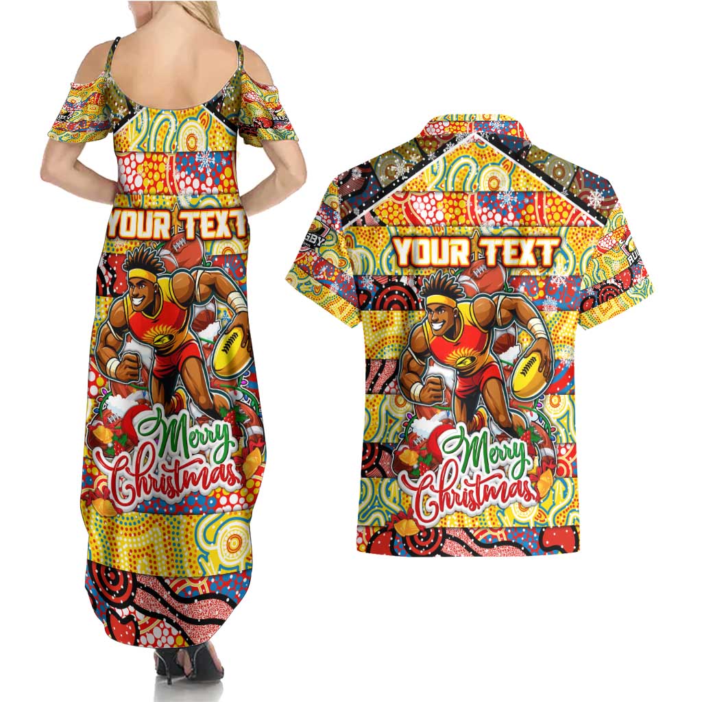Custom Suns Rugby Merry Christmas Couples Matching Summer Maxi Dress and Hawaiian Shirt Indigenous Australian Art