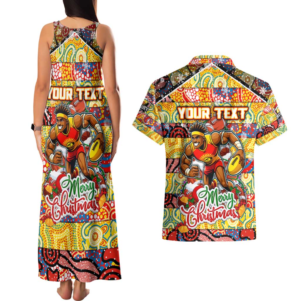 Custom Suns Rugby Merry Christmas Couples Matching Tank Maxi Dress and Hawaiian Shirt Indigenous Australian Art