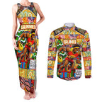 Custom Suns Rugby Merry Christmas Couples Matching Tank Maxi Dress and Long Sleeve Button Shirt Indigenous Australian Art