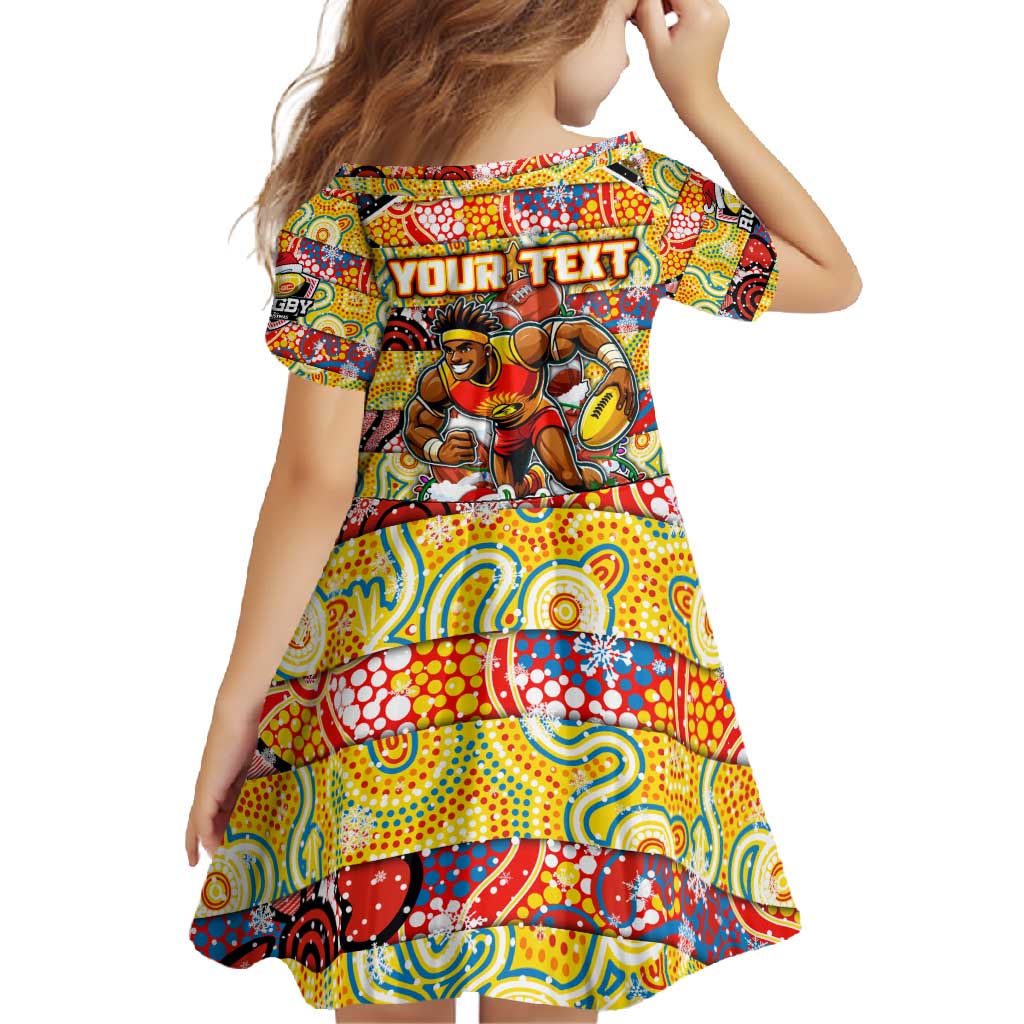 Custom Suns Rugby Merry Christmas Family Matching Long Sleeve Bodycon Dress and Hawaiian Shirt Indigenous Australian Art