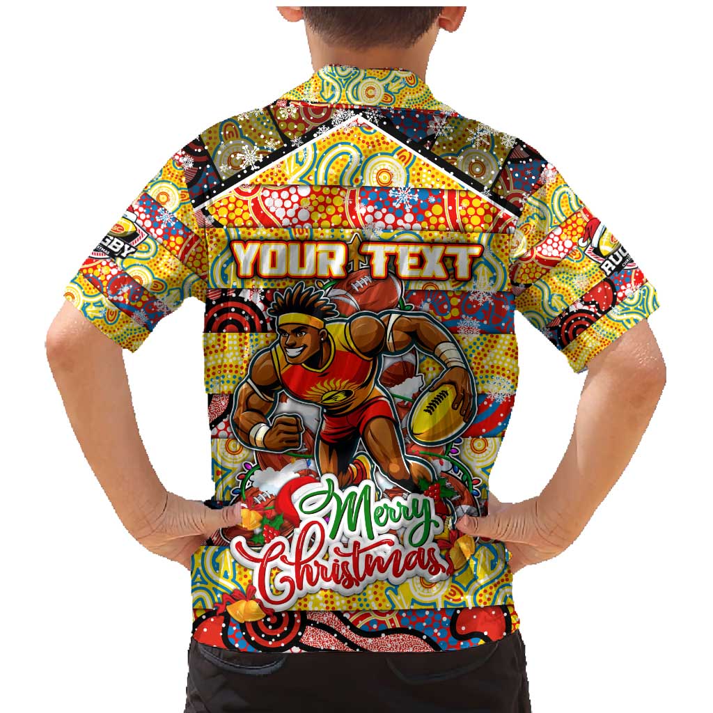 Custom Suns Rugby Merry Christmas Family Matching Mermaid Dress and Hawaiian Shirt Indigenous Australian Art