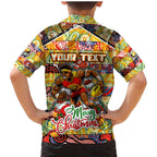 Custom Suns Rugby Merry Christmas Family Matching Mermaid Dress and Hawaiian Shirt Indigenous Australian Art