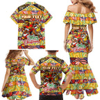 Custom Suns Rugby Merry Christmas Family Matching Mermaid Dress and Hawaiian Shirt Indigenous Australian Art