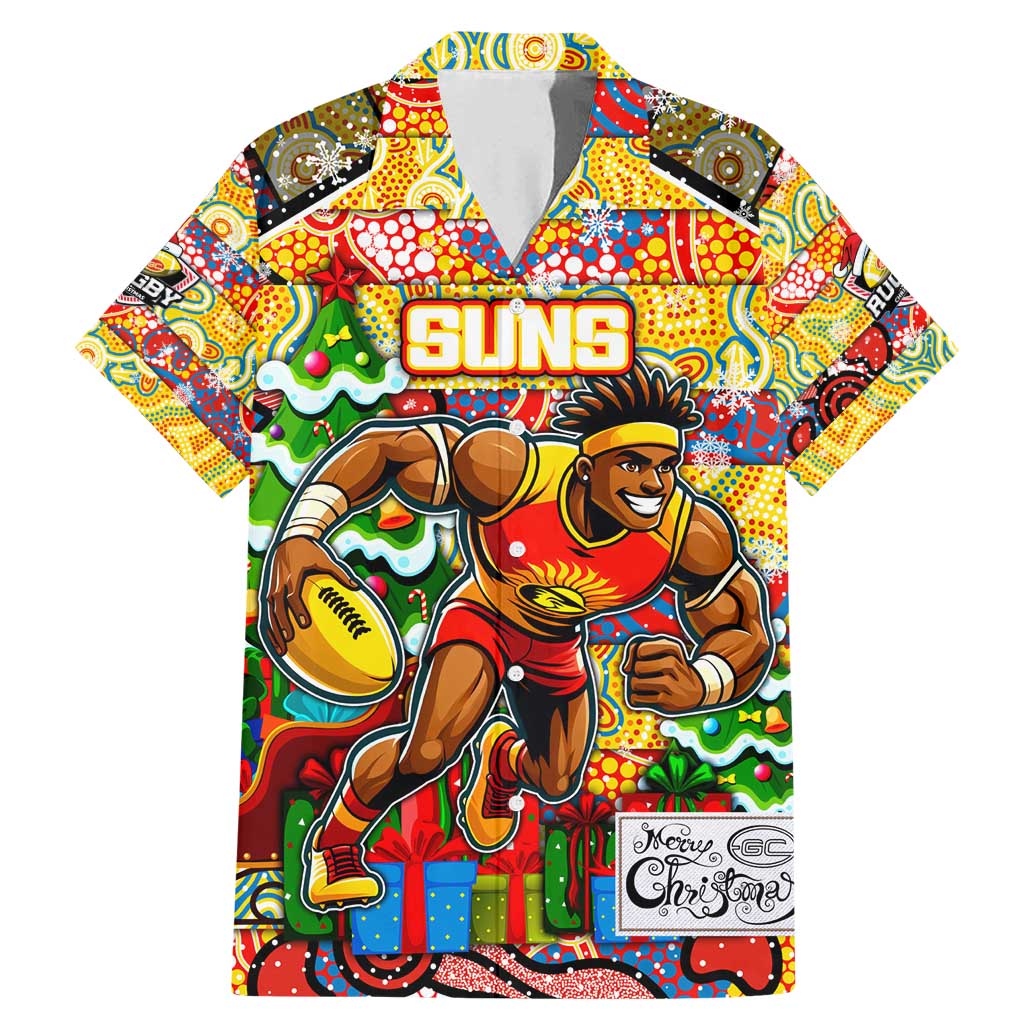Custom Suns Rugby Merry Christmas Family Matching Mermaid Dress and Hawaiian Shirt Indigenous Australian Art
