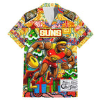 Custom Suns Rugby Merry Christmas Family Matching Mermaid Dress and Hawaiian Shirt Indigenous Australian Art