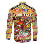 Custom Suns Rugby Merry Christmas Family Matching Mermaid Dress and Hawaiian Shirt Indigenous Australian Art