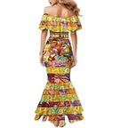 Custom Suns Rugby Merry Christmas Family Matching Mermaid Dress and Hawaiian Shirt Indigenous Australian Art