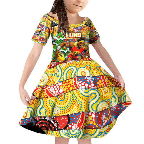 Custom Suns Rugby Merry Christmas Family Matching Off Shoulder Short Dress and Hawaiian Shirt Indigenous Australian Art