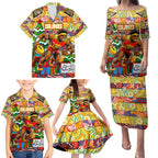 Custom Suns Rugby Merry Christmas Family Matching Puletasi and Hawaiian Shirt Indigenous Australian Art