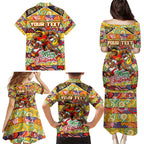 Custom Suns Rugby Merry Christmas Family Matching Puletasi and Hawaiian Shirt Indigenous Australian Art