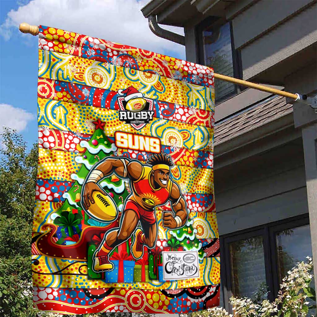 Suns Football Merry Christmas Garden Flag Indigenous Australian Art