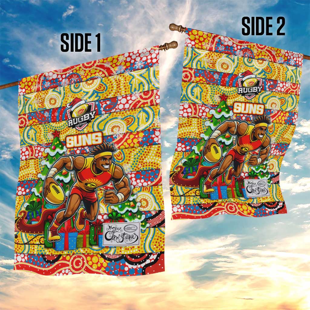 Suns Football Merry Christmas Garden Flag Indigenous Australian Art