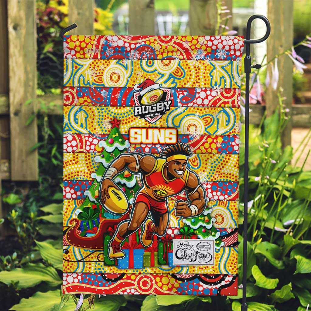 Suns Football Merry Christmas Garden Flag Indigenous Australian Art