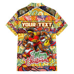 Custom Suns Rugby Merry Christmas Hawaiian Shirt Indigenous Australian Art