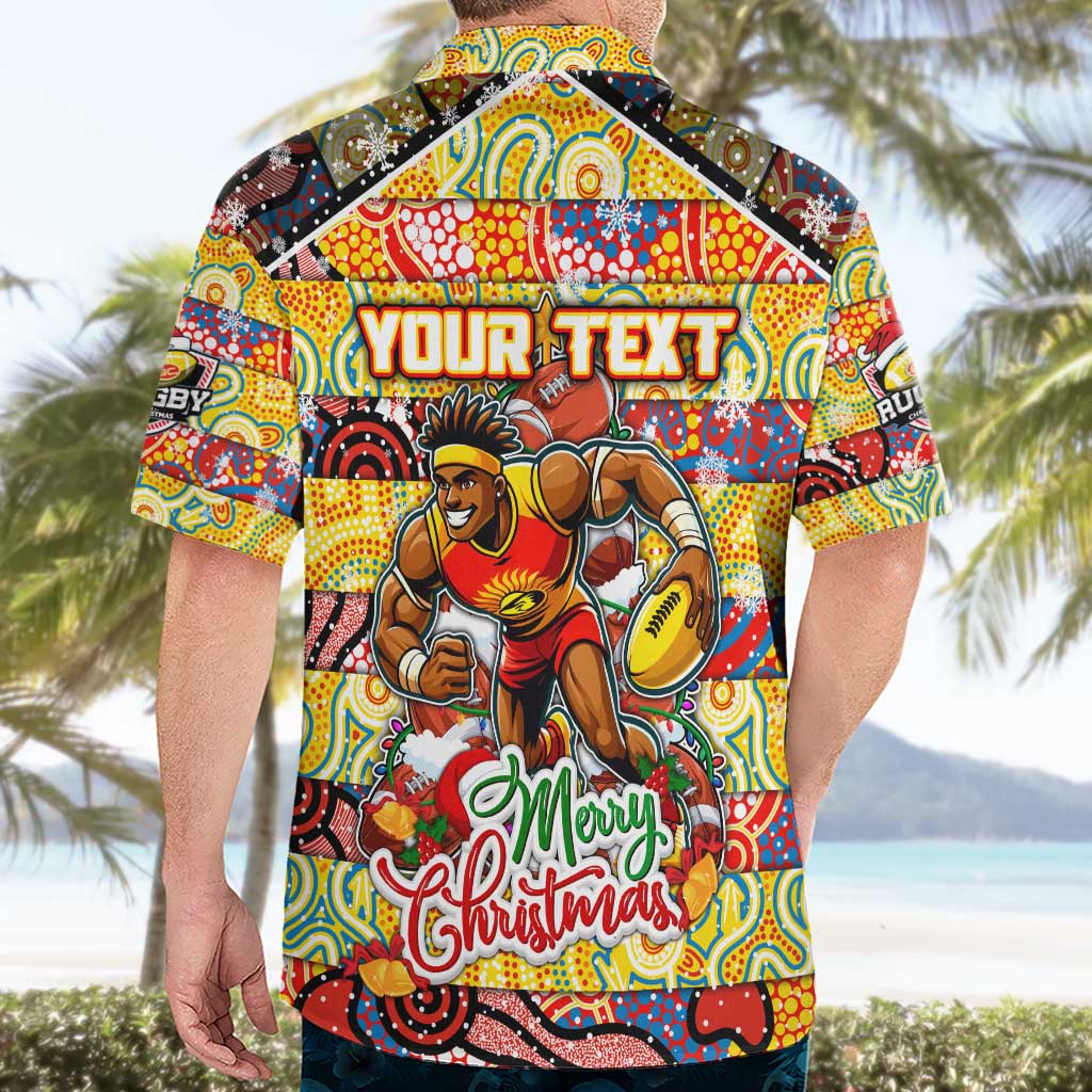 Custom Suns Rugby Merry Christmas Hawaiian Shirt Indigenous Australian Art