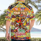 Custom Suns Rugby Merry Christmas Hawaiian Shirt Indigenous Australian Art