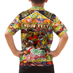 Custom Suns Rugby Merry Christmas Hawaiian Shirt Indigenous Australian Art