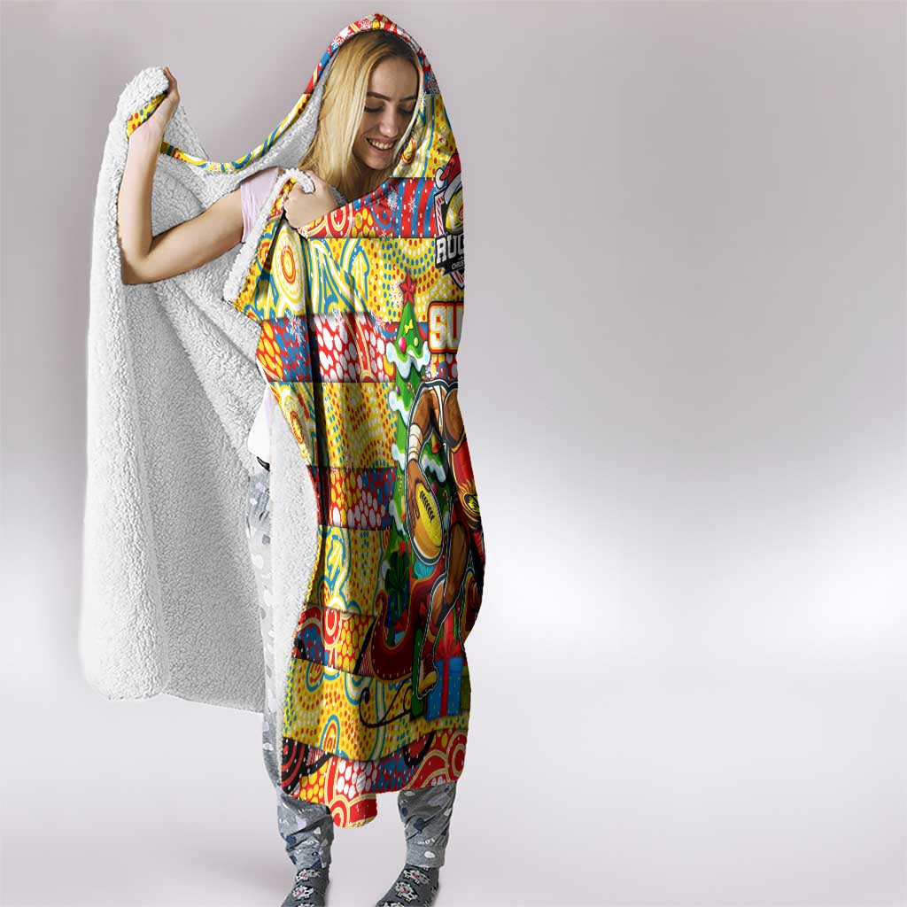 Suns Football Merry Christmas Hooded Blanket Indigenous Australian Art