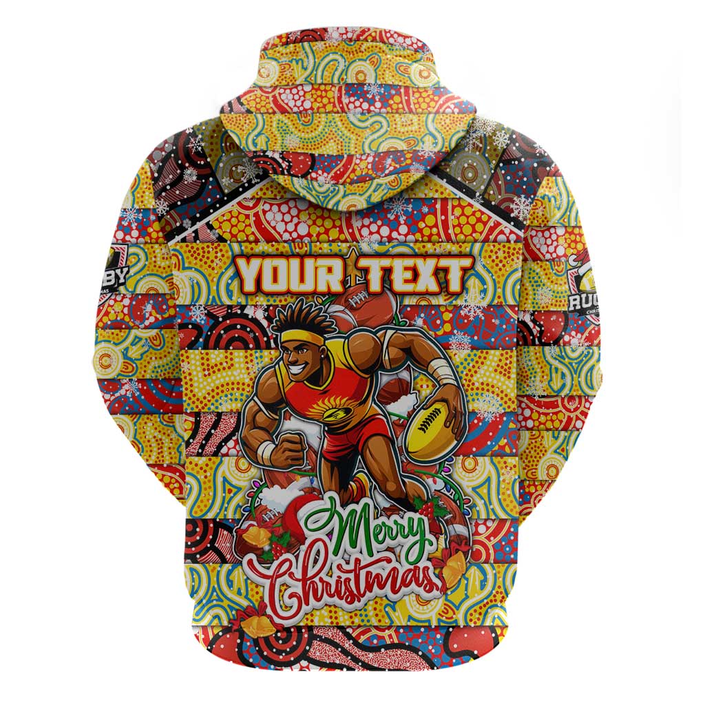 Custom Suns Rugby Merry Christmas Hoodie Indigenous Australian Art