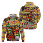 Custom Suns Rugby Merry Christmas Hoodie Indigenous Australian Art