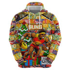 Custom Suns Rugby Merry Christmas Hoodie Indigenous Australian Art