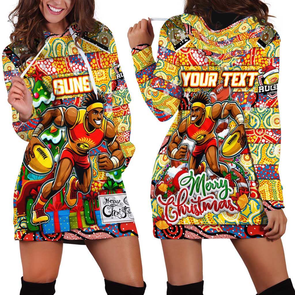 Custom Suns Rugby Merry Christmas Hoodie Dress Indigenous Australian Art