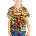 Custom Suns Rugby Merry Christmas Kid Hawaiian Shirt Indigenous Australian Art