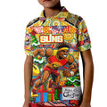 Custom Suns Rugby Merry Christmas Kid Polo Shirt Indigenous Australian Art