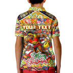 Custom Suns Rugby Merry Christmas Kid Polo Shirt Indigenous Australian Art