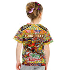 Custom Suns Rugby Merry Christmas Kid T Shirt Indigenous Australian Art