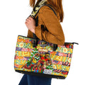 Suns Football Merry Christmas Leather Tote Bag Indigenous Australian Art