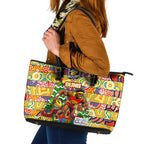 Suns Football Merry Christmas Leather Tote Bag Indigenous Australian Art