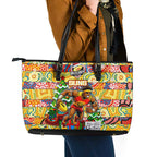 Suns Football Merry Christmas Leather Tote Bag Indigenous Australian Art