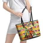 Suns Football Merry Christmas Leather Tote Bag Indigenous Australian Art
