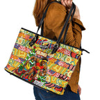 Suns Football Merry Christmas Leather Tote Bag Indigenous Australian Art