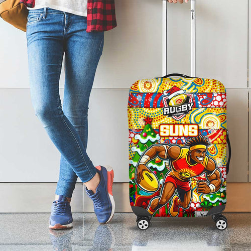 Suns Football Merry Christmas Luggage Cover Indigenous Australian Art