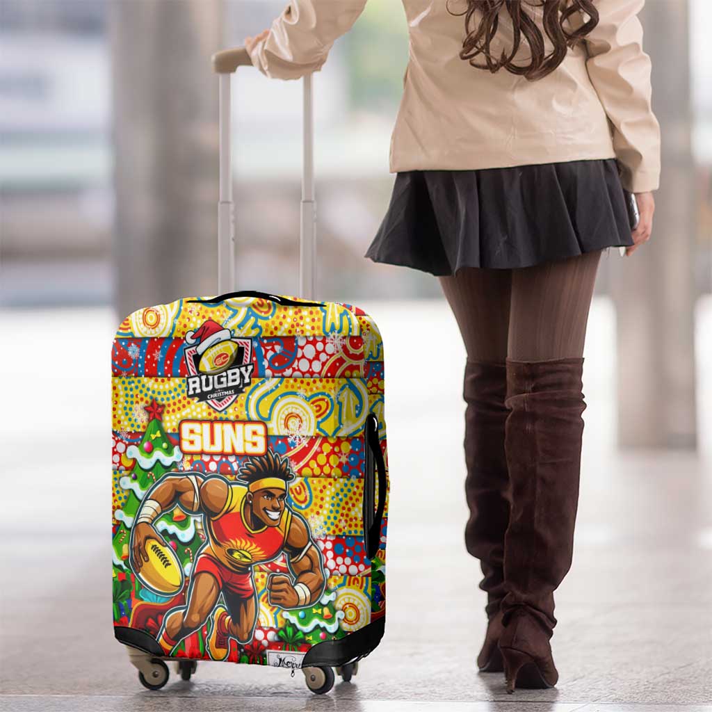 Suns Football Merry Christmas Luggage Cover Indigenous Australian Art