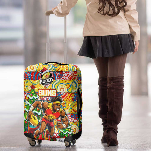 Suns Football Merry Christmas Luggage Cover Indigenous Australian Art