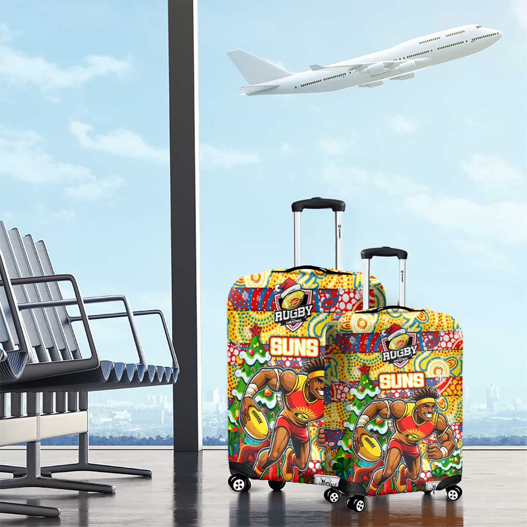 Suns Football Merry Christmas Luggage Cover Indigenous Australian Art